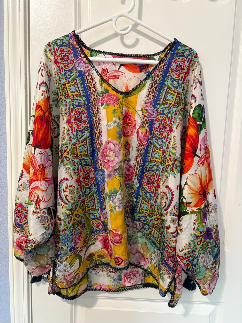 Johnny Was Sorbet Floral Silk Top Size Large